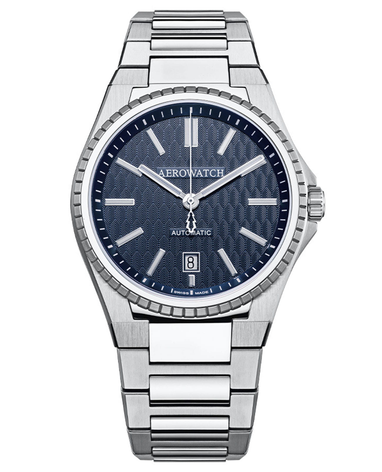 Aerowatch Aerowatch Les Grandes Classiques 60998 AA01 M  60998 AA01 M механические мужские часы синий циферблат, браслет нержавеющая сталь — вид спереди